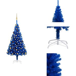 vidaXL Kunstkerstboom - Blauw - 150 cm - PVC - Decoratieve kerstboom