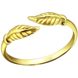 Teenringen | Gold plated teenring, blad | WeLoveSilver