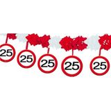 3x stuks verkeersbord verjaardag slingers 25 jaar van 4 meter - feestartikelen en thema versiering