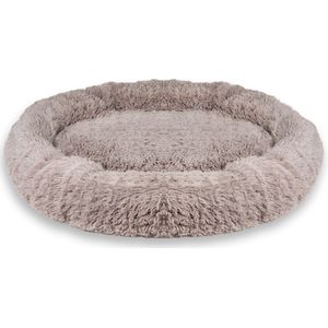 Intirilife pluche pluche bed in beige diameter 100 cm - Zacht rond antislip hondenbed kattenbed kussen comfortabele hondenbank kattenbank voor honden en katten