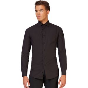 OppoSuits Black Knight Shirt - Heren Overhemd - Casual Effen Gekleurd - Zwart - Maat EU 49/50