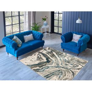 Aledin Carpets Porto - Vloerkleed - 160x230 cm - Laagpolig - Tapijten woonkamer - Blauw - Grijs