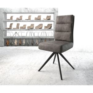 Gestoffeerde-stoel Pela-Flex kruisframe hoekig zwart microvelours antraciet vintage pocketveer kern