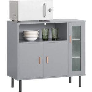 SoBuy FSB82-HG Buffetkast - Grijs Houtcomposiet met Wielen & Deuren