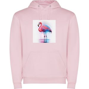 Zacht Roze unisex hoodie met “ Kleurrijke Flamingo“ Print Full merk Roly maat 116 5/6 jaar