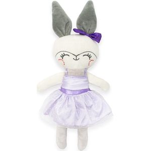 Baby Mix - Pluchen speelgoedkonijn - Grijs met lila jurkje - Zacht en knuffelbaar - Knuffelkonijn - Pluche konijn - Baby knuffel - Speelgoed konijn - Pluchen knuffeldier - Knuffel speelgoed