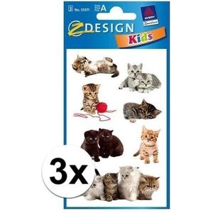3x Kitten stickers 3 vellen - katten/poezen stickers