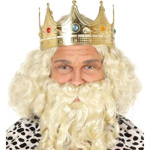 Fiestas Guirca Verkleed kroon koning/koningin - goud - voor volwassenen - prinsessen/prinsen kronen