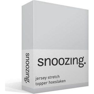 Snoozing Jersey Stretch - Topper - Hoeslaken - Eenpersoons - 90/100x200/220 cm - Grijs