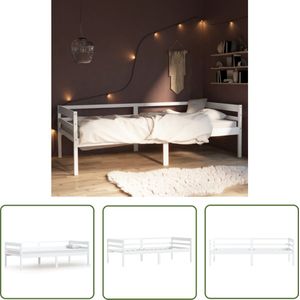 The Living Store Bedframe massief grenenhout wit 90x200 cm - Massief Houten Bed Frame - Wit Bed Frame - Enkel Bed - Bed Kopen - Bed Online