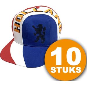Oranje Feestpet | 10 stuks Pet ""Holland"" | Feestkleding EK/WK Voetbal | Rood-Wit-Blauw | Oranje Versiering Versierpakket Nederlands Elftal Oranjepakket