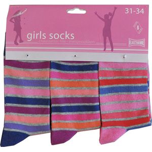 Meisjes sokken - katoen 6 paar - sharp - maat 23/26 - multicolor - naadloos