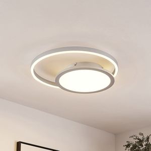 Lucande - LED plafondlamp- met dimmer - 1licht - ijzer, aluminium, kunststof - H: 5.7 cm - zilver - Inclusief lichtbron