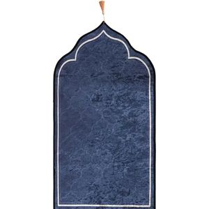 Kadirelli Secade Zachte Islamitische blauwe Gebedskleed - namazlik - tapijt - Islam - fluweel - Namaz