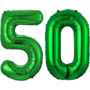 Ballon Cijfer 50 Jaar Groen Helium Ballonnen Verjaardag Versiering Sarah Abraham Feest Versiering Met Rietje - 86Cm