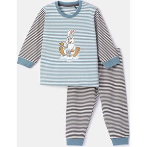 Woody pyjama baby jongens - blauw-wit gestreept - haas - 232-10-PZL-Z/916 - maat 68