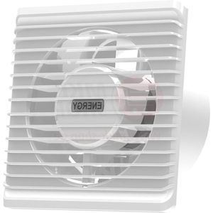 Badventilator Ø 100 mm in wit met timer / naloop - ventilator front wandventilator voor de badkamer stil 10 cm