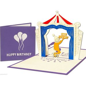 Popcards popupkaarten – Verjaardagskaart, Verjaardag, Happy Birthday vrolijke Clown, Circus pop-up kaart 3D wenskaart
