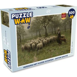 Puzzel Herderin met kudde schapen - Anton Mauve - Legpuzzel - Puzzel 500 stukjes