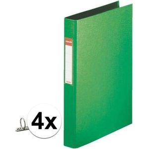 4x Ringband mappen/ordners 2 gaats A4 groen - Documenten/papieren opbergen/bewaren - Kantoorartikelen
