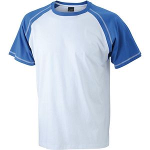 James and Nicholson - Heren Raglan T-Shirt (Wit/Blauw)