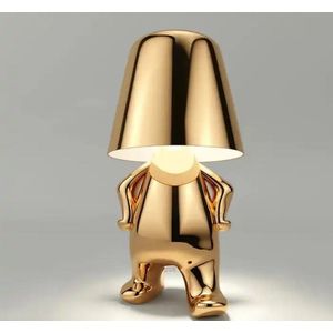 Tafellamp Goud | Mr.What | Nordic stijl | Decoratie | Standbeeld Led Tafellamp | USB oplaadbaar | 3 Niveau Helderheid |Nachtlampje | Bureaulamp