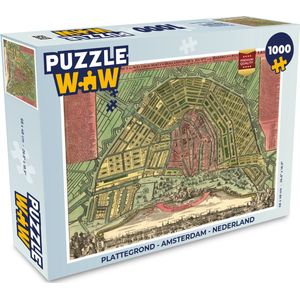 Puzzel Plattegrond - Amsterdam - Nederland - Legpuzzel - Puzzel 1000 stukjes volwassenen - Stadskaart