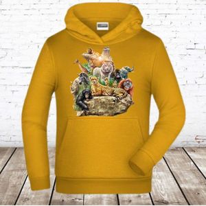 Hoodie met wilde dieren -James & Nicholson-98/104-Hoodie jongens