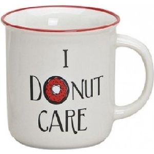 Grappige Mok met Opdruk: ""I Donut Care"" - Emaille-Stijl