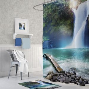 Zethome | Badkamermat en Douchegordijn | Badkamermat 50x80 | Douchegordijn 180x200 | Waterfall