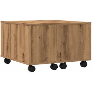The Living Store Salontafel 60x60x38 cm bewerkt hout artisanaal eikenkleurig - Salontafel - Bijzettafel - Houten Tafel - Eiken Kleur - Bewerkt Hout