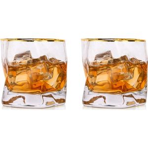 Whiskey glazen set whiskyglas: 2 stuks edele rum tumbler wijnglazen zonder steel mannen papa Scotch Vodka Bourbon Irish Single Rye Malt Whiskey Gin Tonic Cocktail