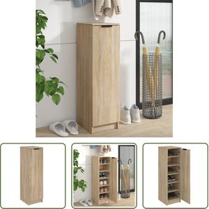 The Living Store Schoenenkast - schoenenkast - 30 x 35 x 100 cm (B x D x H) - sonoma eiken