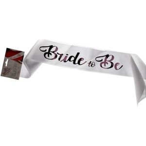 Sjerp met tekst ''Bride to be'' - Sierlijke letters - Wit / Paars - Kant - 75 x 10 cm - 1 stuk - Verjaardag - Decoratie - Feest - Jarig - Bride to be SJERP
