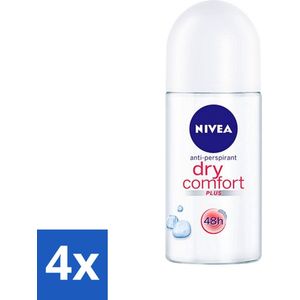 Nivea - Deo Roll-On - Dry Comfort Plus - 48 Uur Lang Werkend - 50 ml - Voordeelverpakking - 4 stuks