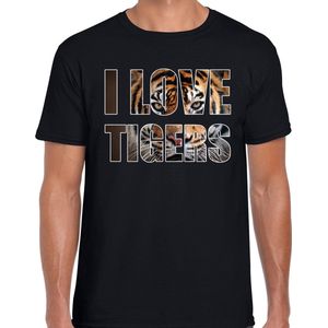 I love tigers / tijgers t-shirt zwart heren - tijger dieren t-shirt / kleding - cadeau t-shirt / tijger shirts XXL