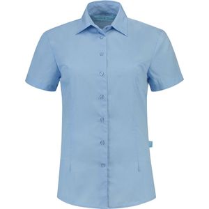 L&S Shirt poplin mix met korte mouwen voor dames licht blauw - XXXL
