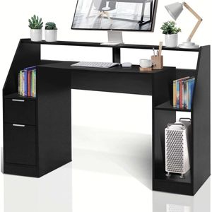 Bureau - Bureautafel - Staand bureau - 123 x 55 x 90 cm - Zwart