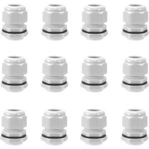 Kabeldoorvoer waterdicht 12 stuks kabelwartels M20 IP68 wit voor outdoor tuin schakelkast aansluitkast