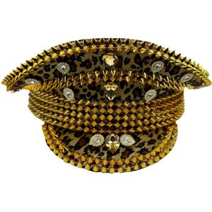 Luxe Kapiteinspet - Panter party - Toppers 2025 goud maar fout - luipaard pet - panter pet - politiepet dames - panterprint pet - festival pet - sail pet - panterparty outfit