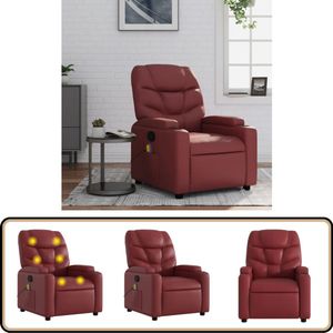 vidaXL Massagestoel - Verstelbaar Kunstleer - Wijnrood Massagestoel - Lounge Stoel - Relaxstoel - Elektrische Massage - Ergonomische Stoel