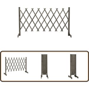 vidaXL Tuinlatwerk 150x80 cm massief vurenhout grijs Tuinhek - Houten Hek - Schutting Deel - Latwerk - Vurenlatwerk