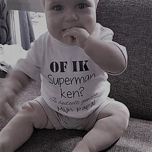 Baby Shirtje tekst Of ik superman ken? Je bedoelt gewoon mijn papa! | korte mouw | wit | maat 86 |cadeau eerste vaderdag beste liefste leukste allerliefste allerbeste pap pappie je kan het