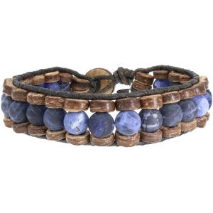 Bela Donaco Armband Blue Jeans B8 - Mat Sodaliet - kokos - leer