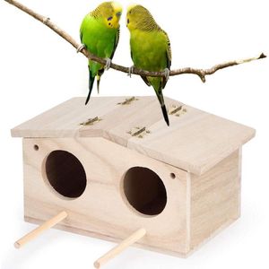 Vogelnest Hut Houten Parakeet Kooi Kokosnoot - Verbergen met Ladder - Vogelspeelgoed Cockatiel Kooi - voor Papegaai Parakeet Lovebird Finch Canarische