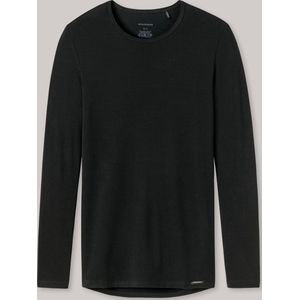 Schiesser- Heren Onderhemd met lange mouwen wol Tencel kant zwart - selected! premium - Maat XL