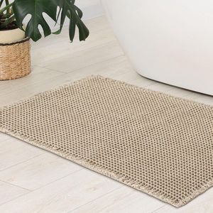 JGS ® Superzachte Badmat met Wafelstructuur, Antislip en Wasbaar, Beige, 90 x 60 cm