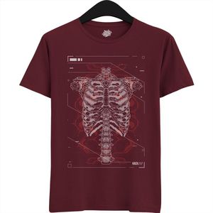 Megenical Bones - Halloween Ribbenkast Dames / Heren Unisex T-shirt - Grappig Kostuum Shirt Idee Voor Volwassenen - T-Shirt - Unisex - Burgundy - Maat XXL