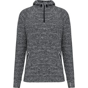 Unisex sportsweater met capuchon en driekwarts halsrits 'Proact' Grey Melange - L
