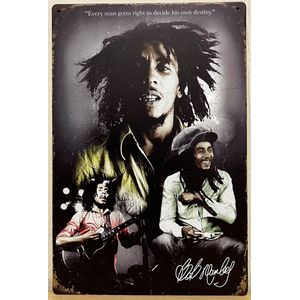 Bob Marley old look collage Reclamebord van metaal METALEN-WANDBORD - MUURPLAAT - VINTAGE - RETRO - HORECA- BORD-WANDDECORATIE -TEKSTBORD - DECORATIEBORD - RECLAMEPLAAT - WANDPLAAT - NOSTALGIE -CAFE- BAR -MANCAVE- KROEG- MAN CAVE